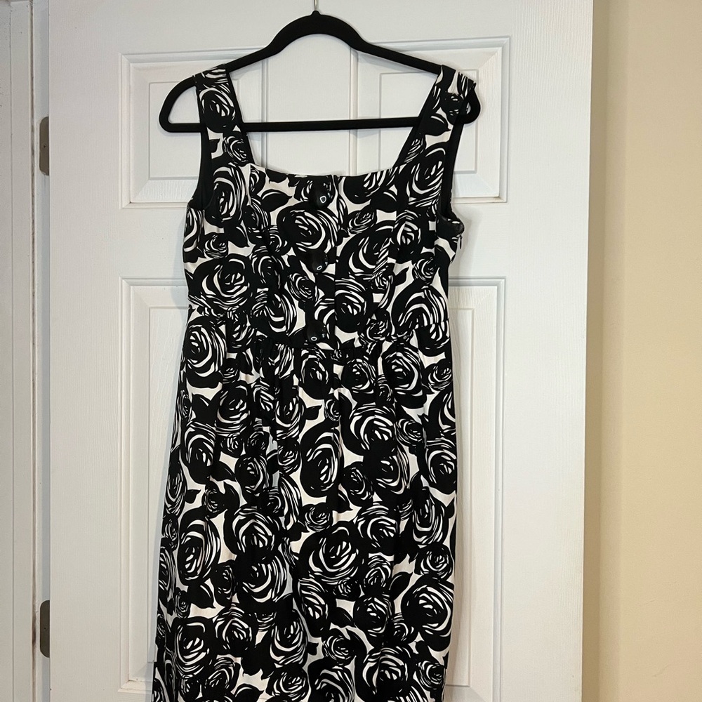 Donna Morgan Elegant Black and White Floral Dress - Cut Out Back